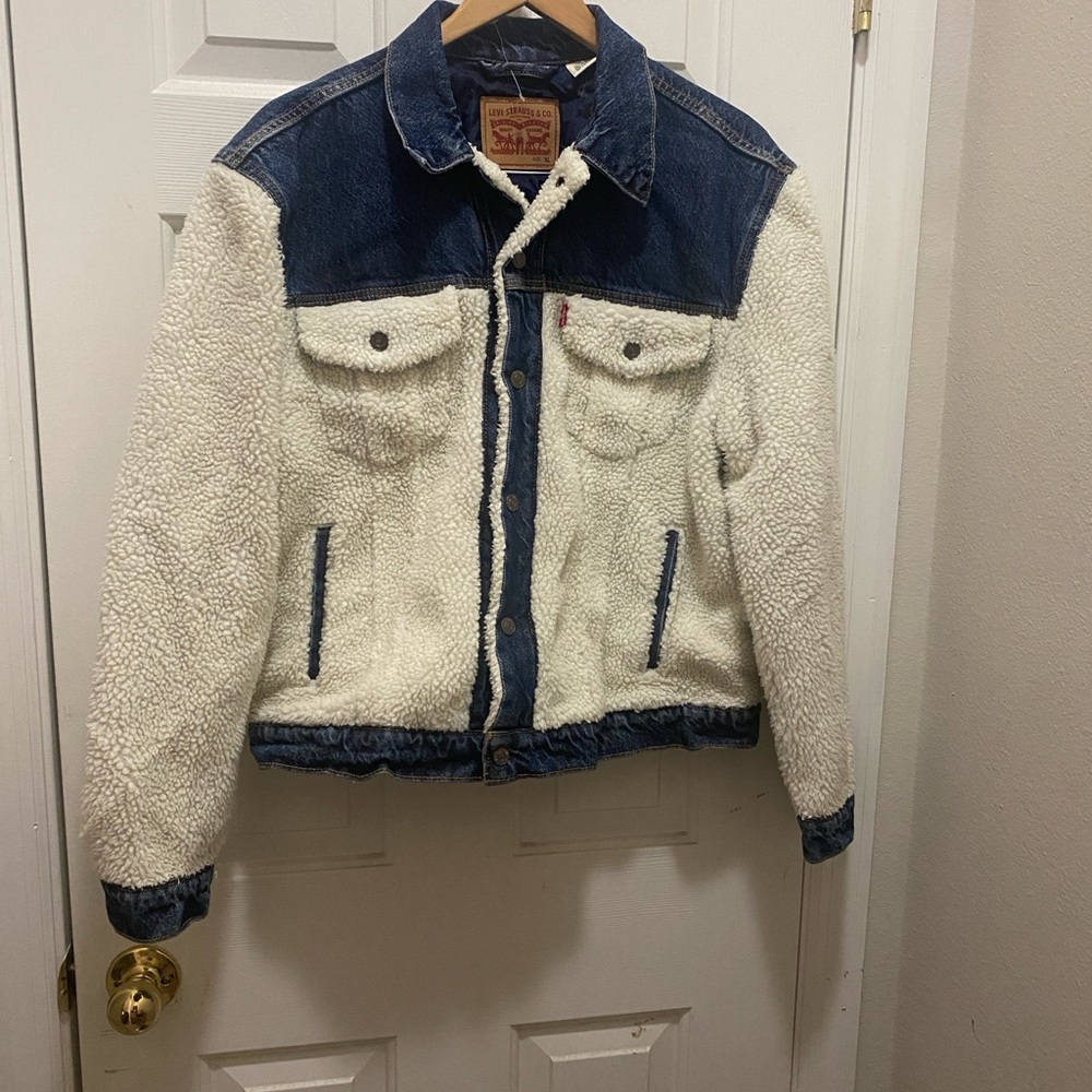 Levi's Blue and White Sherpa Jacket